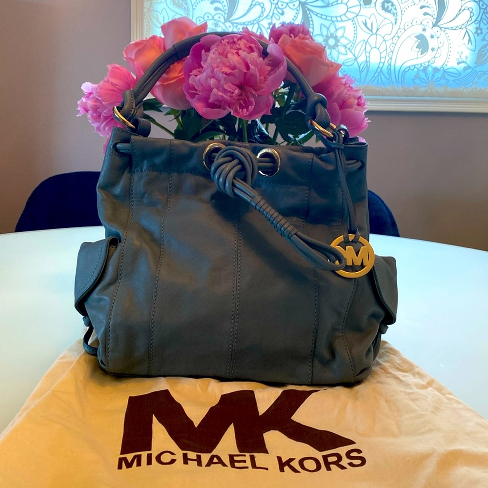 Michael Kors denim blue leather purse